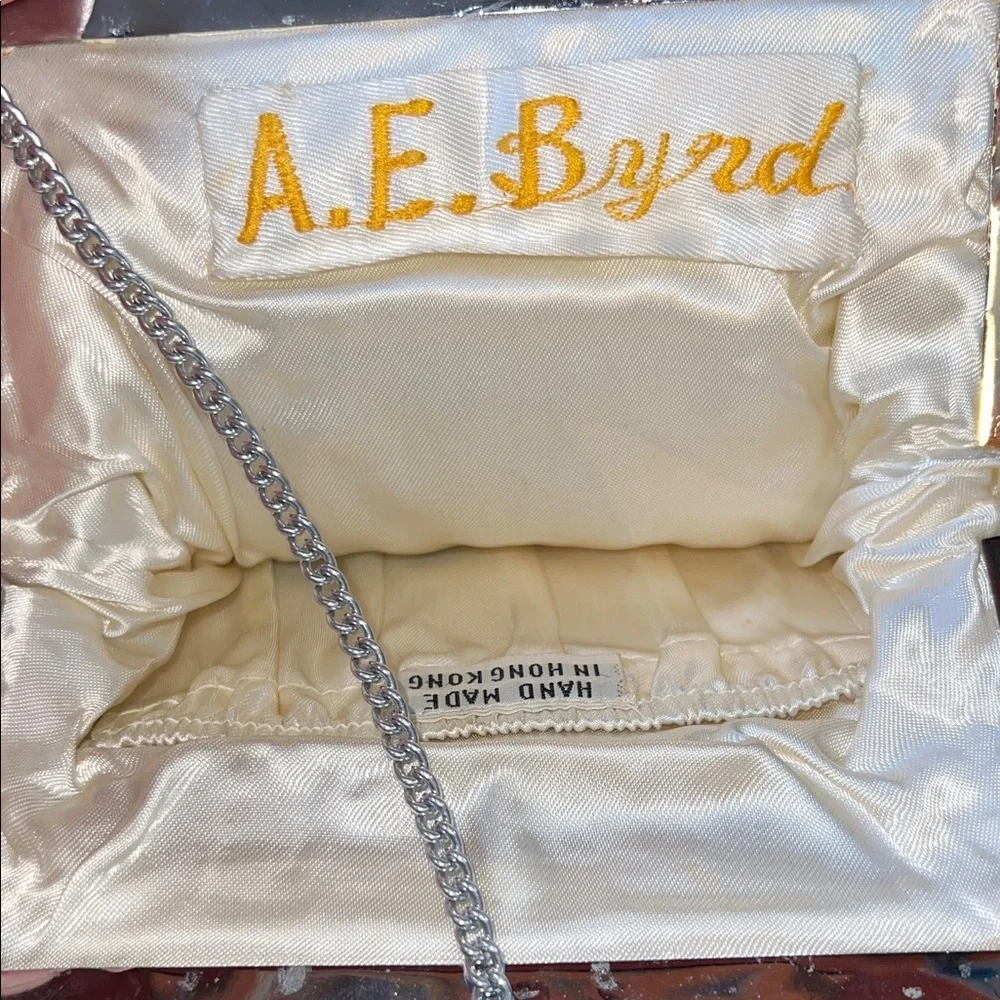 Vintage Bridal Chic Cream Beaded Clutch with Silver Accents Seed Pearls